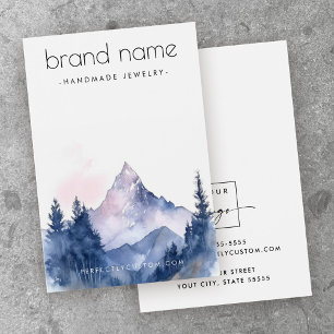 Mountain and trees watercolor earring display card