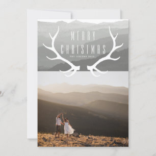 Mountain Antlers Christmas Photo Holiday Card
