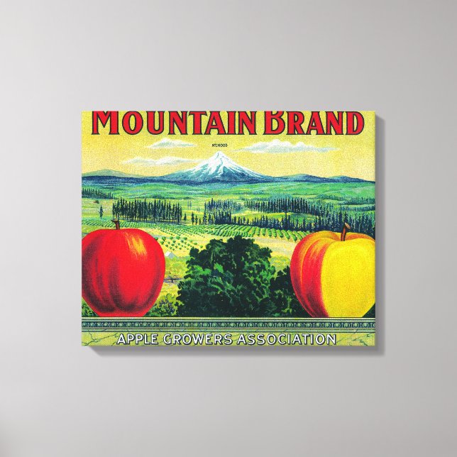 Mountain Apple Crate LabelHood River, OR Canvas Print (Front)