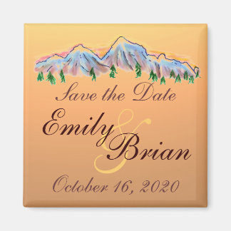 Mountain autumn theme save the date magnets