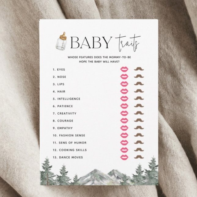 Mountain Baby Shower Baby Traits Game Cards (Creator Uploaded)