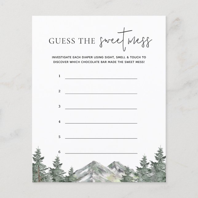 Mountain Baby Shower Guess The Sweet Mess Game (Front)