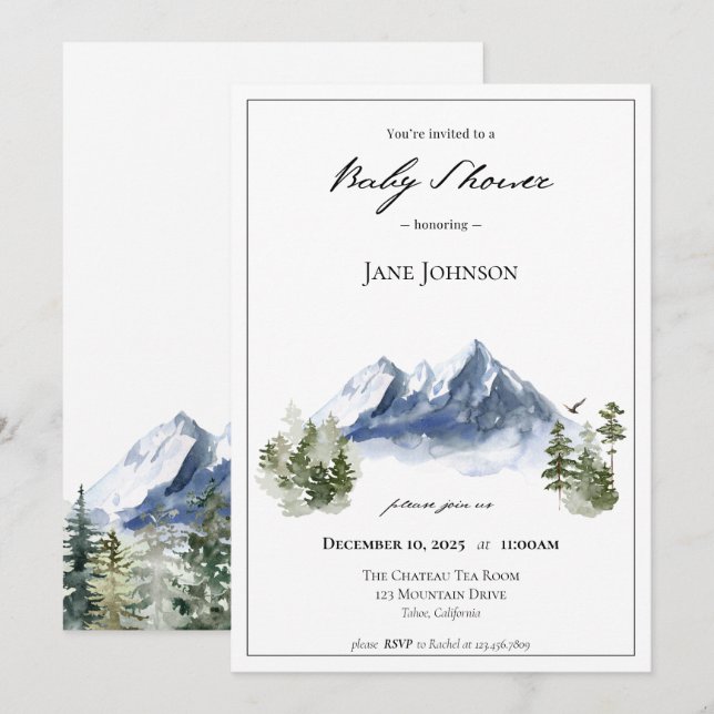 Mountain Baby Shower Invitation (Front/Back)