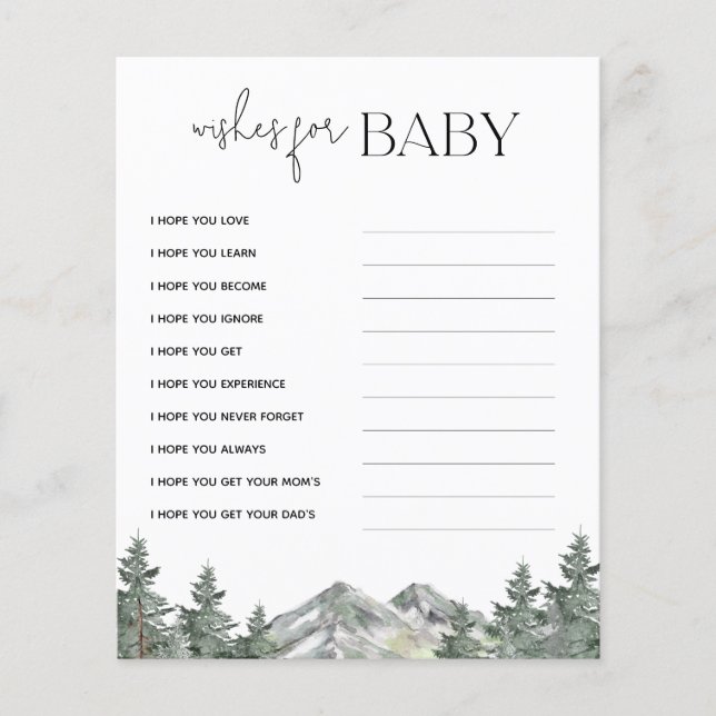 Mountain Baby Shower Wishes For Baby Cards (Front)