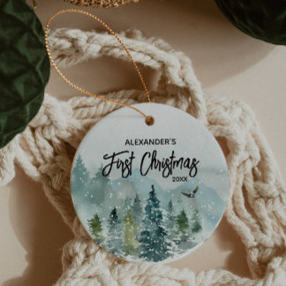 Mountain Baby's First Christmas Name Ornament
