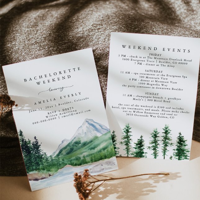 mountain bachelorette weekend itinerary invite (Creator Uploaded)