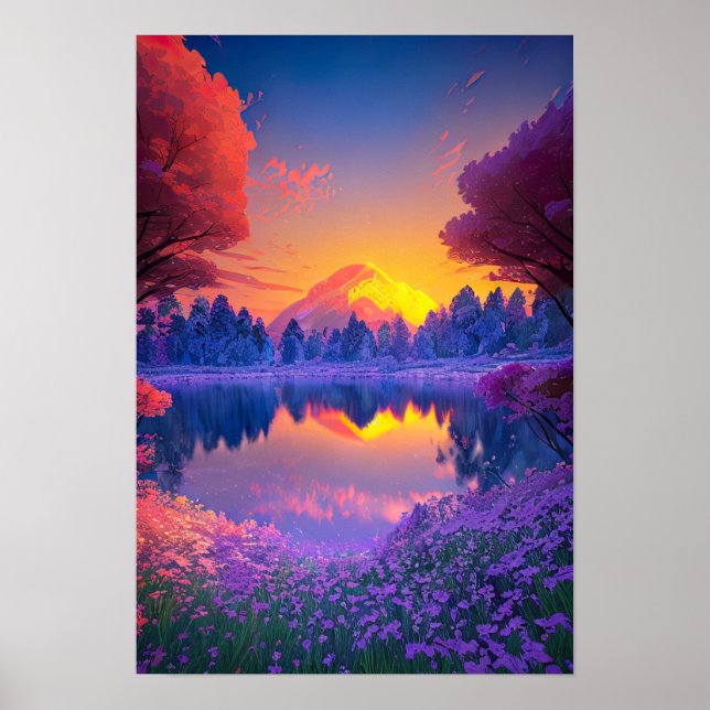 Mountain Bathed in Sunset Glow Poster (Front)