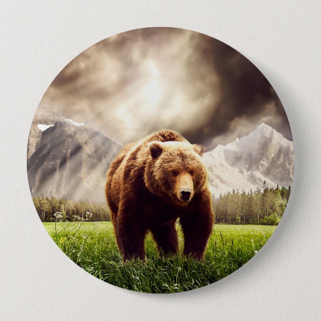 Mountain Bear 10 Cm Round Badge (Front)