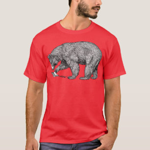 Mountain Bear Black On White Line Illustration  T-Shirt