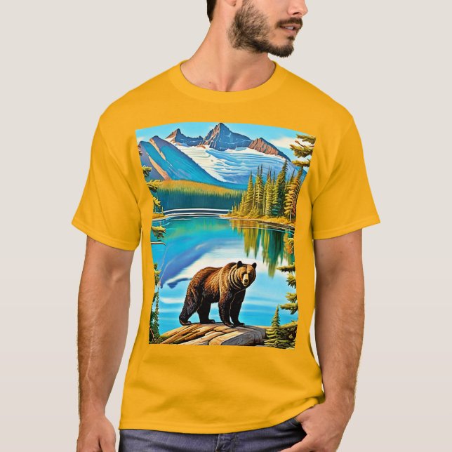 Mountain Bear: Lake Reflection Art T-Shirt (Front)