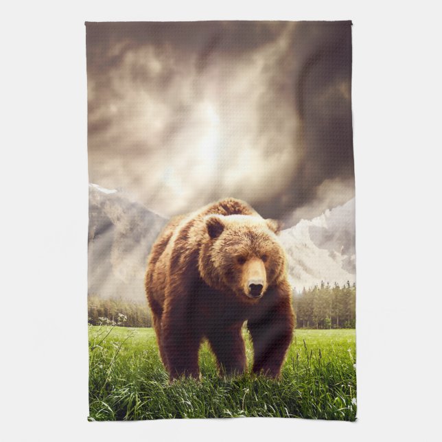 Mountain Bear Tea Towel (Vertical)