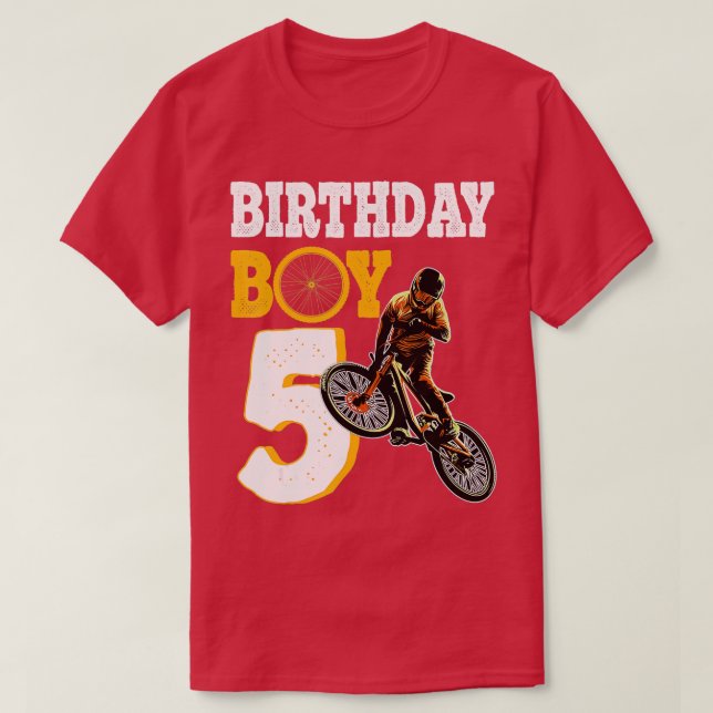 Mountain Bike 5th 5 Year Old Birthday Boy Matching T-Shirt (Design Front)
