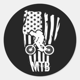Mountain Bike American Flag Mtb Patriotic Classic Round Sticker