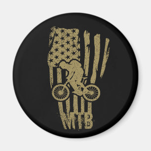 Mountain Bike American Flag Mtb Patriotic Magnet