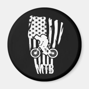 Mountain Bike American Flag Mtb Patriotic Magnet