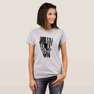 Mountain Bike American Flag Mtb Patriotic T-Shirt