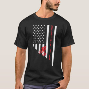 Mountain Bike American Flag USA Downhill T-Shirt