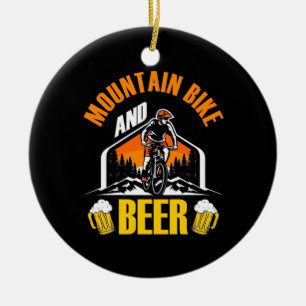 Mountain Bike And Beer Ceramic Tree Decoration