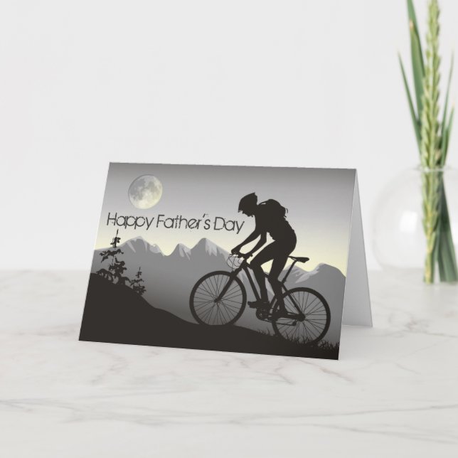 Mountain Bike and Full Moon Happy Father's Day Card (Front)