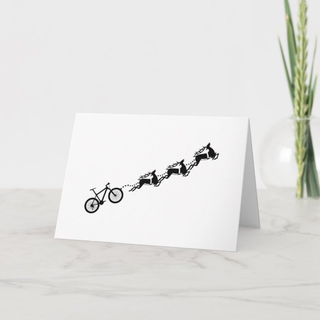 Mountain Bike Bicycle Reindeer Christmas Cycle  Card (Front)