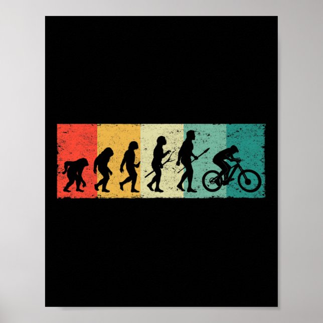 Mountain Bike Biker Mtb Biking Rider Evolution Dow Poster (Front)