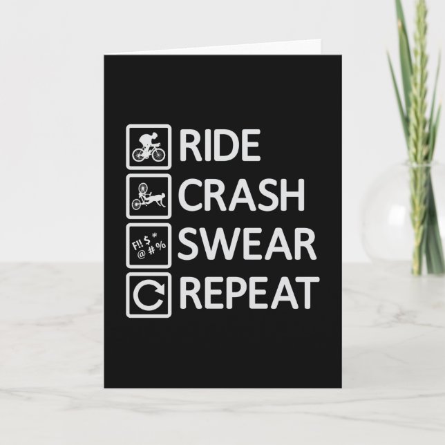 Mountain Bike Biking Repeat Downhill MTB Gift Idea Card (Front)