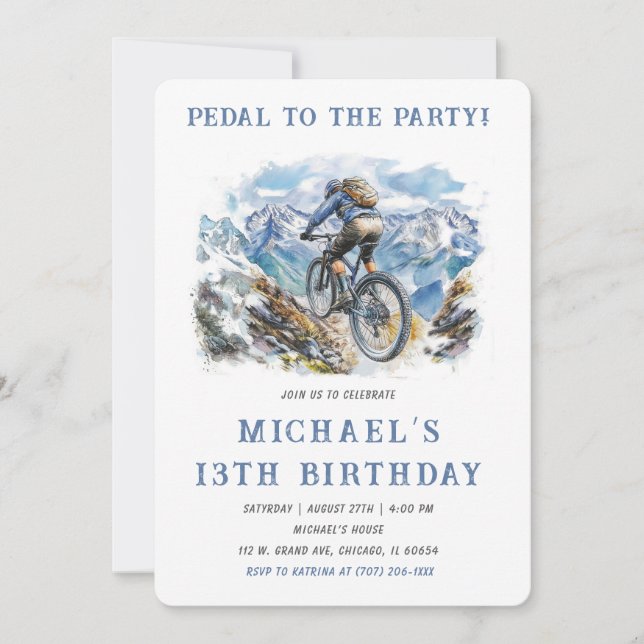 Mountain Bike Birthday Party Template (Front)
