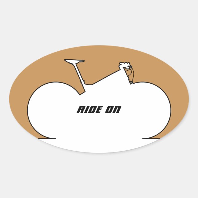 Mountain Bike Black Outline Brown Oval Sticker (Front)