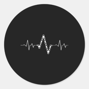 Mountain Bike Chain Heartbeat Mtb Shirt Gift Classic Round Sticker