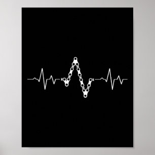 Mountain Bike Chain Heartbeat Mtb Shirt Gift Poster