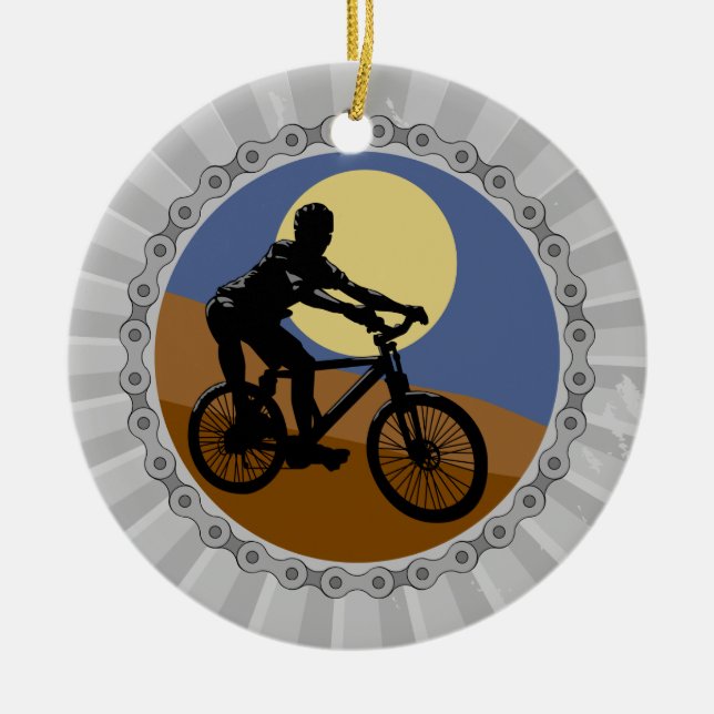 mountain bike chain sprocket design ceramic tree decoration (Front)