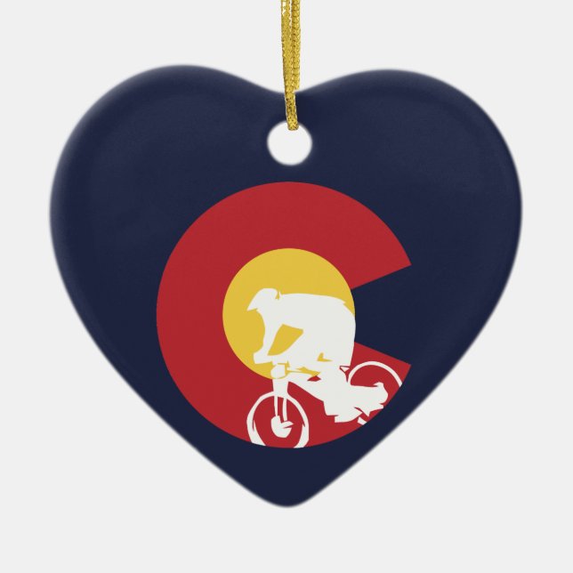 Mountain Bike Colorado Ceramic Tree Decoration (Front)