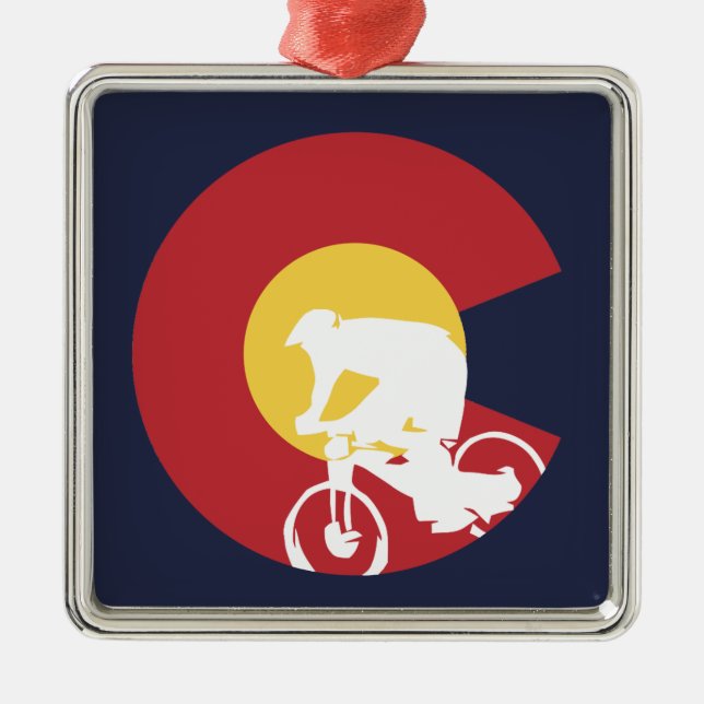 Mountain Bike Colorado Metal Tree Decoration (Front)