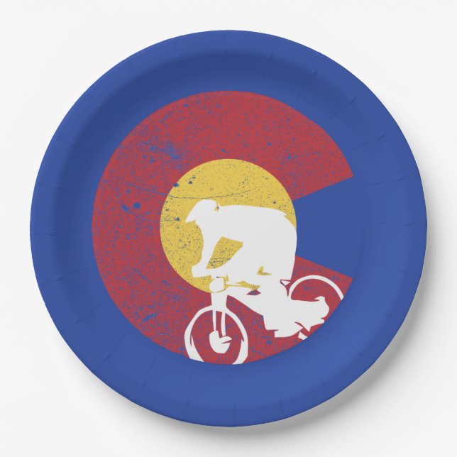 Mountain Bike Colorado Paper Plate (Front)