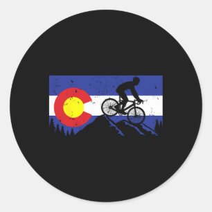 Mountain Bike Colorado's Biking Vintage Flag- Mtb Classic Round Sticker