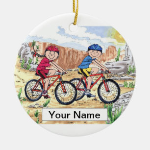 Mountain Bike  Couple Ceramic Tree Decoration