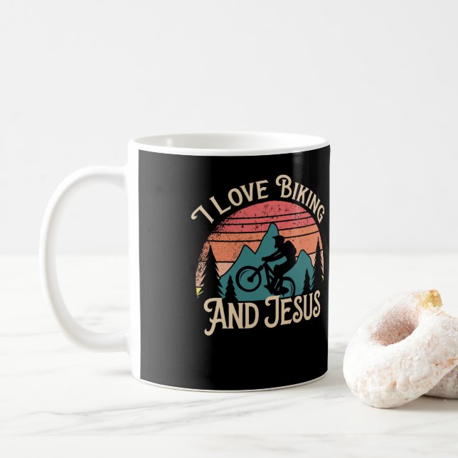 Mountain Bike Cycling Bicycle  I Love Biking And Coffee Mug (With Donut)