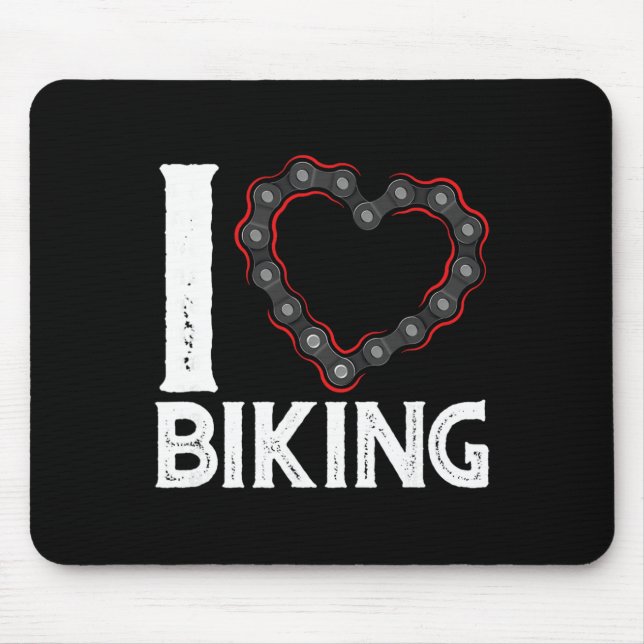 Mountain Bike Cycling Bicycle I Love Biking  Mouse Mat (Front)