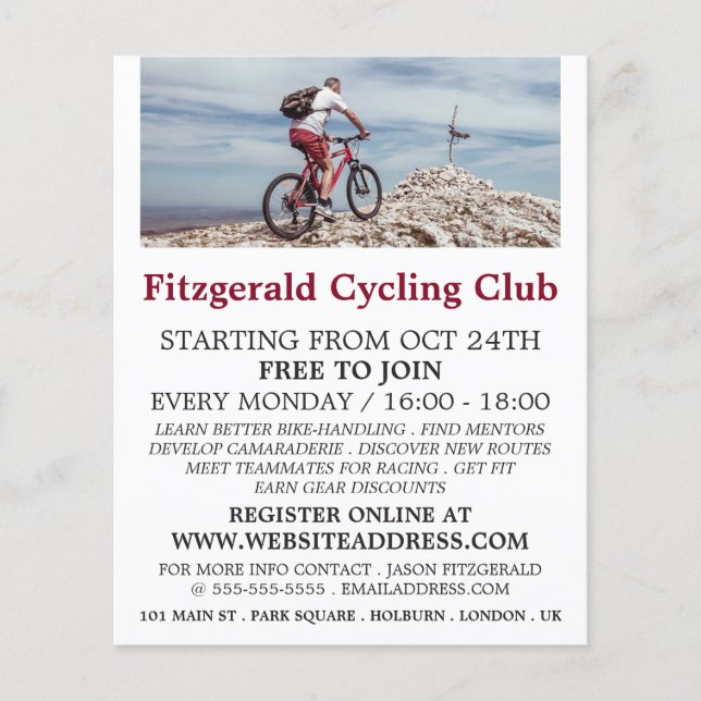 Mountain Bike, Cycling Club Advertising Flyer (Front)