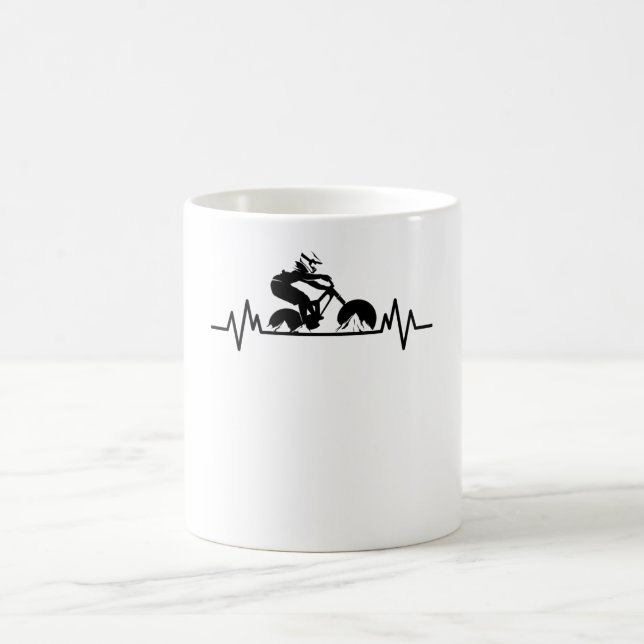 Mountain Bike Downhill Heartbeat Fun Bicycle Gift Coffee Mug (Center)