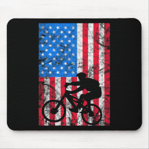 Mountain Bike Downhill - Us American Flag Mtb Wome Mouse Mat
