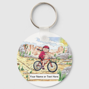 Mountain Bike - Female Cartoon Key Ring