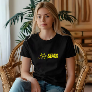 Mountain Bike Girl Irony yellow black Tri-Blend Shirt