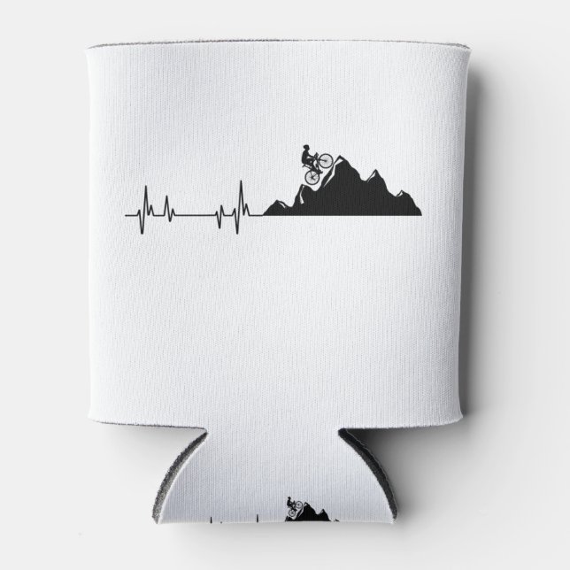 Mountain Bike Heartbeat Can Cooler (Front)