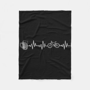 Mountain Bike Heartbeat Cycling Bicycle And Beer C Fleece Blanket