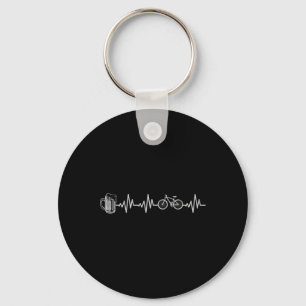 Mountain Bike Heartbeat Cycling Bicycle And Beer C Key Ring