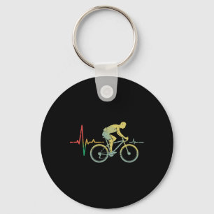Mountain Bike Heartbeat Funny Biking Key Ring