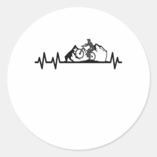 Mountain Bike Heartbeat Pulse Cyclist Classic Round Sticker