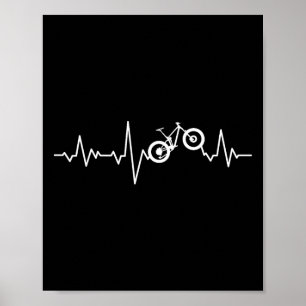 Mountain Bike Heartbeat T Shirt Mtb Biking Gift  Poster