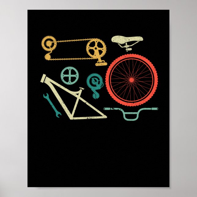 Mountain bike in parts bike cyclist enduro poster (Front)
